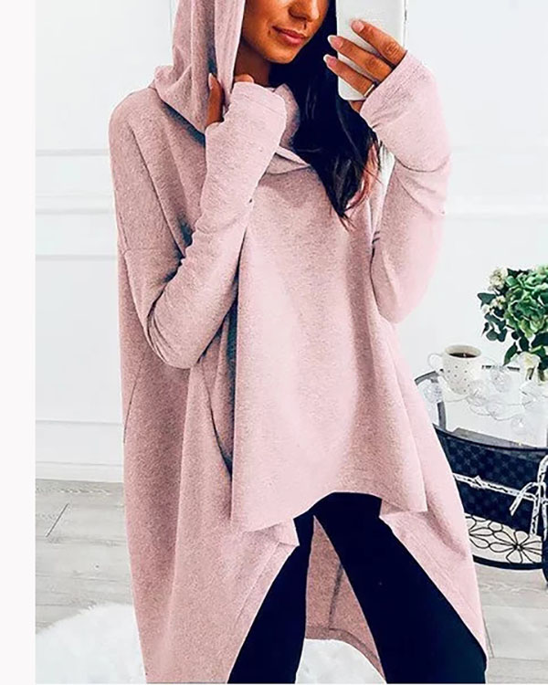 US$ 38.89 - High Low Hem Hoodies Sweatshirts - www.narachic.com