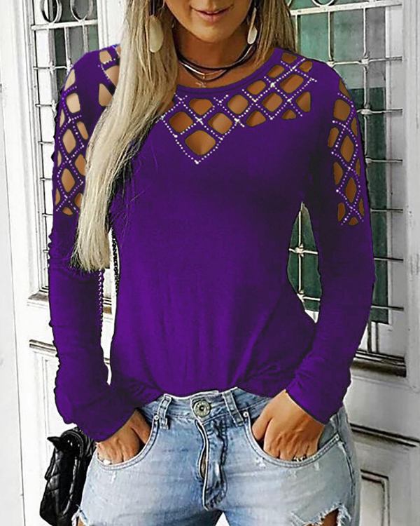 US$ 27.55 - Solid Round Neck Long Sleeves Casual Knit T-shirts - www ...