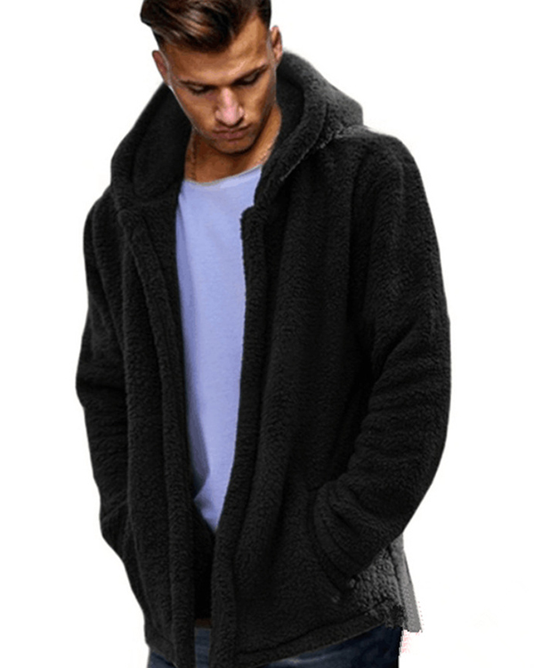 US$ 39.99 - Mens Winter Casual Loose Fleece Solid Color Long Sleeve ...