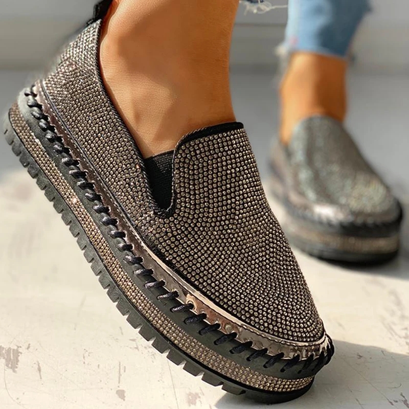 US$ 54.80 - Women Casual Fashion Rhinestone Slip-on Loafers - www ...