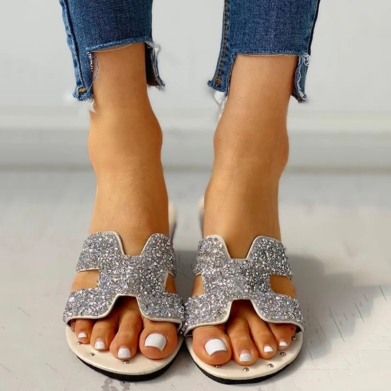 US$ 25.60 - Women Fashion Seaside Rhinestone Flat Heel Sandals - www ...