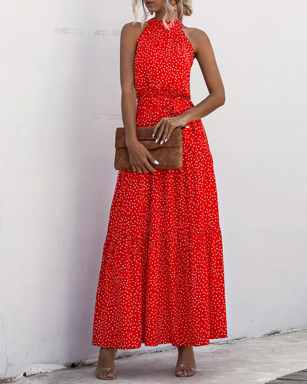 US$ 40.99 - Vacation Halter Printed Sleeveless Dress - www.narachic.com