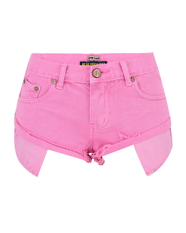 US$ 39.90 - Macaron Pink Low Waist Crimping Jeans Shorts Pants - www ...