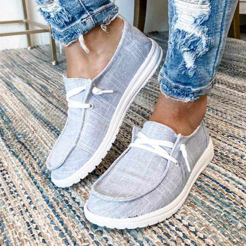 US$ 35.99 - 2021 Women Classic Canvas Flat Low Top Slip on Loafers ...