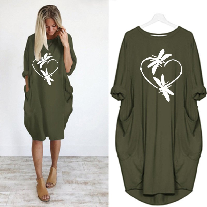 US$ 27.89 - Casual Animal Round Neckline Knee-Length Shift Dress - www ...