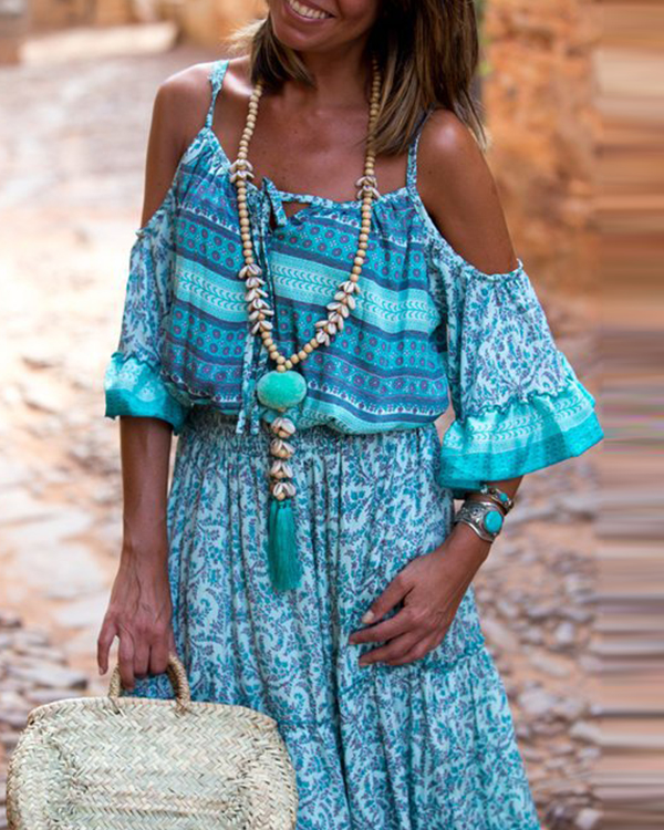 US$ 44.99 - Off Shoulder Women Summer Dresses Flounce Dresses - www ...