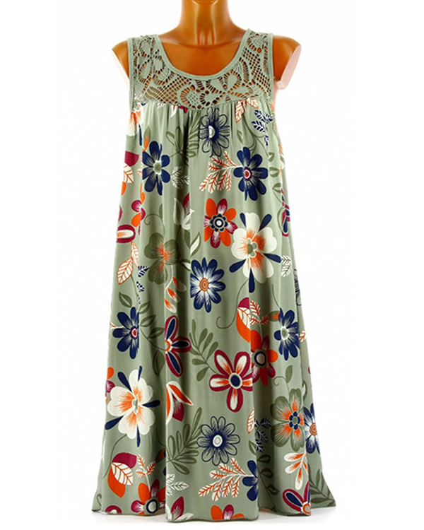 US$ 24.99 - Women's Plus Size Shift Dress Knee Length Floral Dress ...