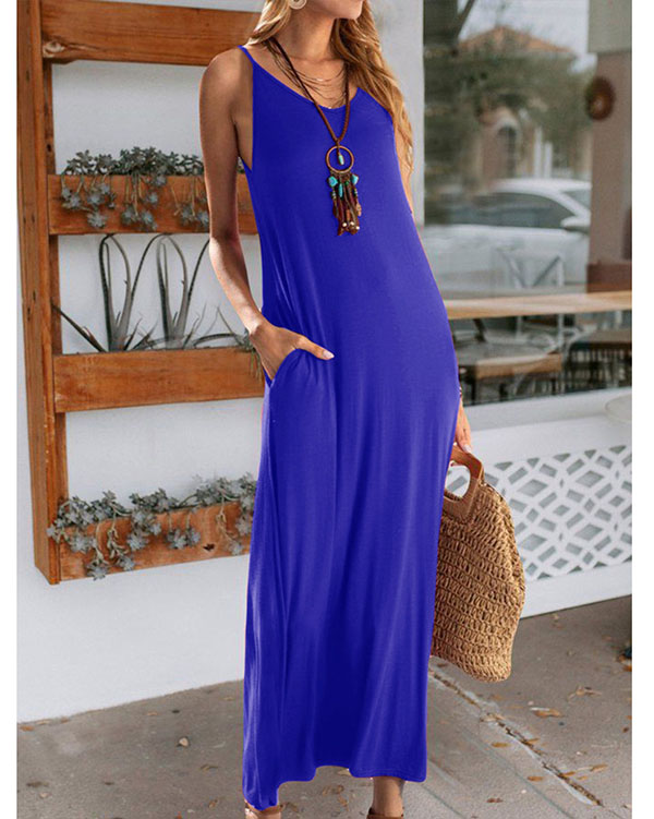 US$ 32.99 - Women Casual Maxi Dress Solid Color - www.narachic.com