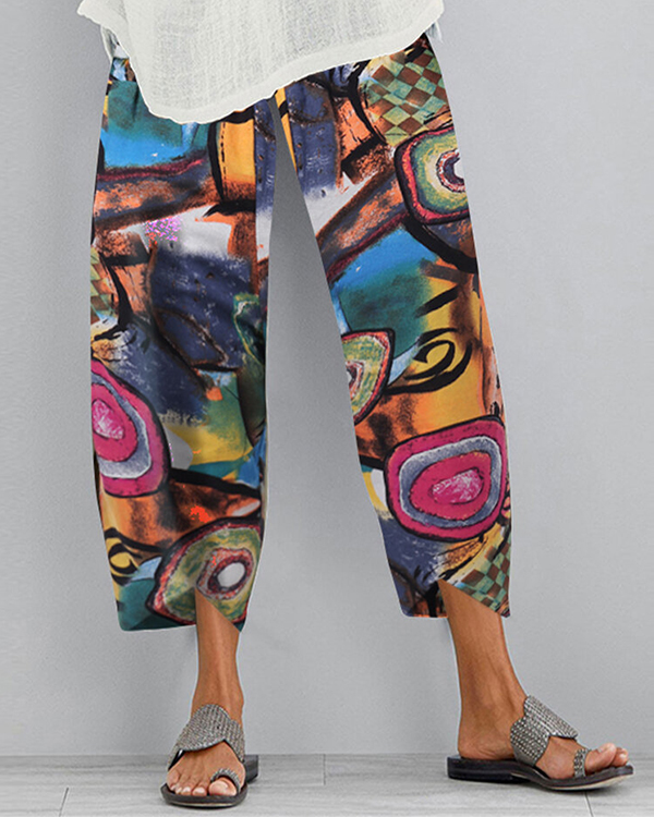 US$ 28.96 - Plus Size Abstract Print Women's Casual Pants - www ...
