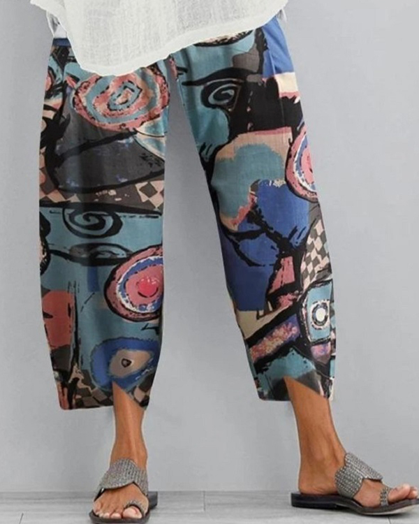 US$ 28.96 - Plus Size Abstract Print Women's Casual Pants - www ...