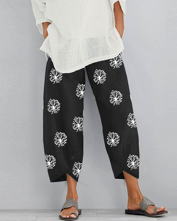 US$ 29.99 - Printed Elastic Waist Pants With Pocket - www.tangdress.com