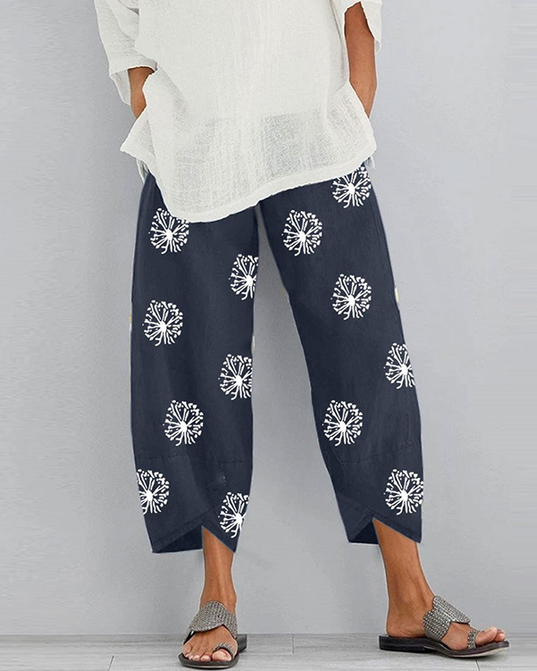 US$ 29.99 - Printed Elastic Waist Pants With Pocket - www.tangdress.com