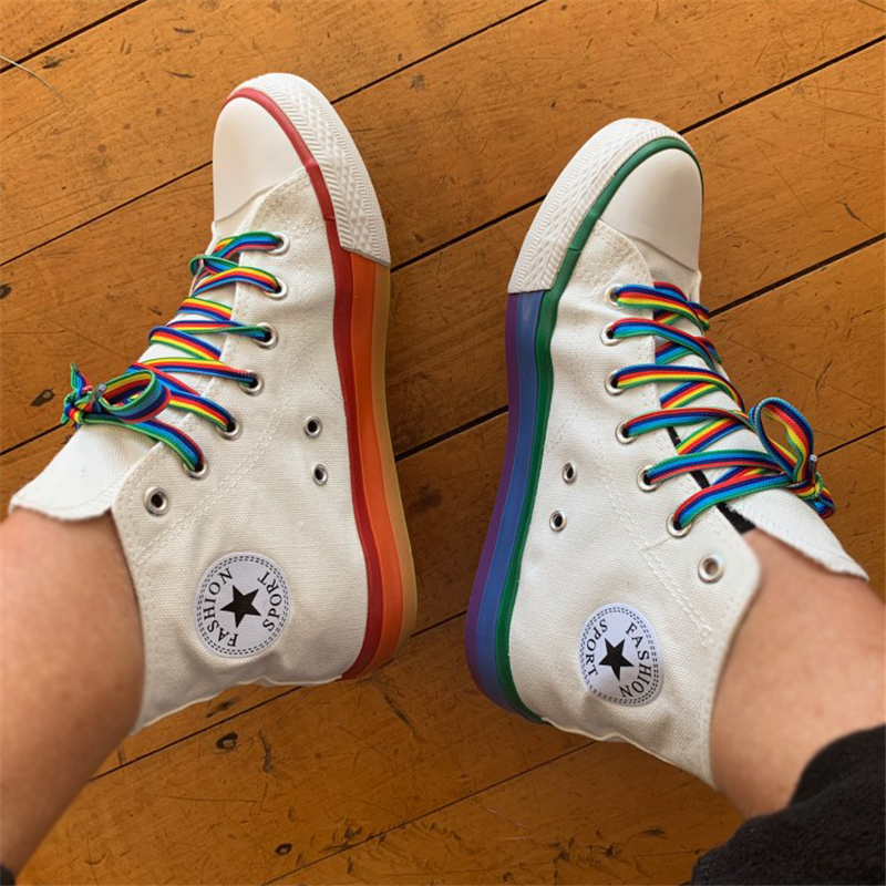 Download US$ 36.99 - Rainbow Bottom Casual Shoes Woman High Top ...