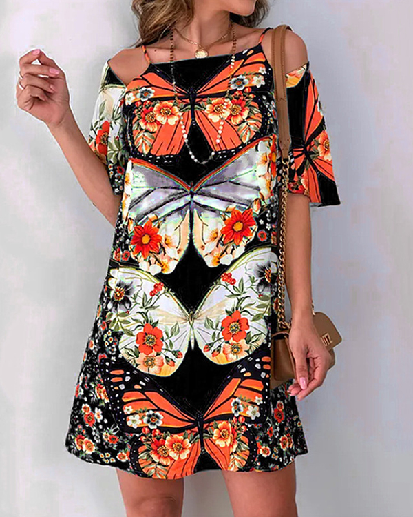 US$ 25.99 - Casual Off Shoulder Sexy Printed Mini Dress - www.narachic.com