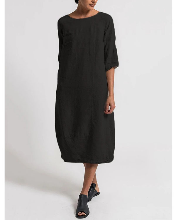 US$ 32.99 - Crew Neck Women Plus Size Dresses Daytime Solid Dresses ...