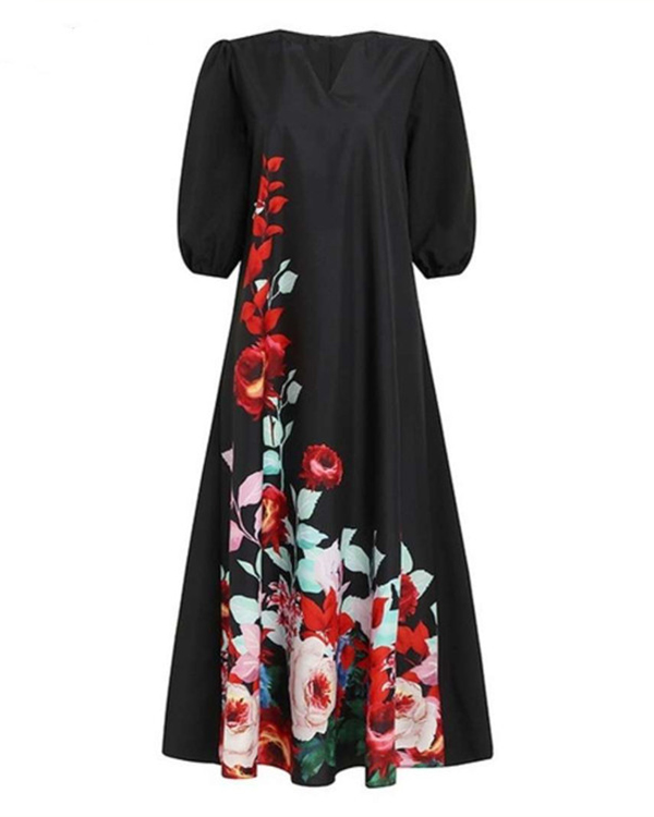 US$ 40.98 - Fashion Women Casual Plus Size V-Neck Flower Print Half ...