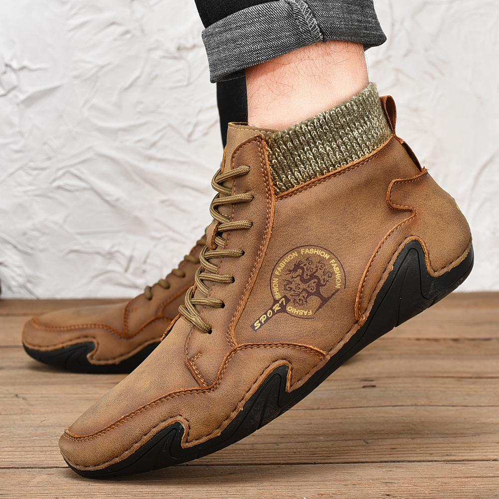 US$ 86.59 - Men's Handmade Leather Comfy Soft Sock Ankle Boots - www ...