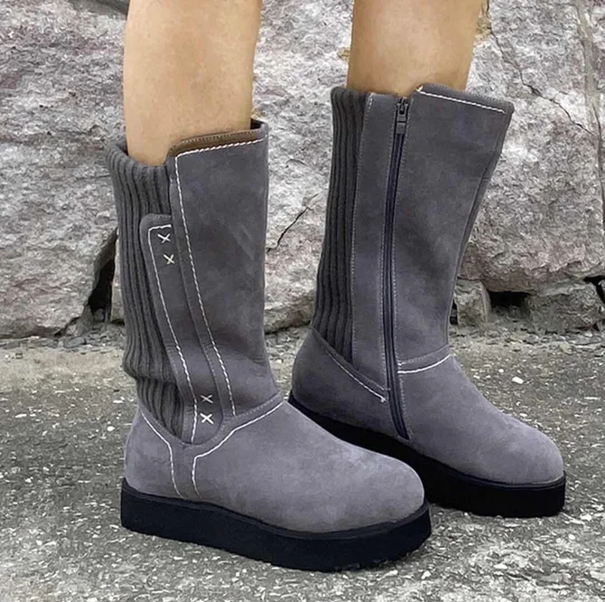 flat heel winter boots