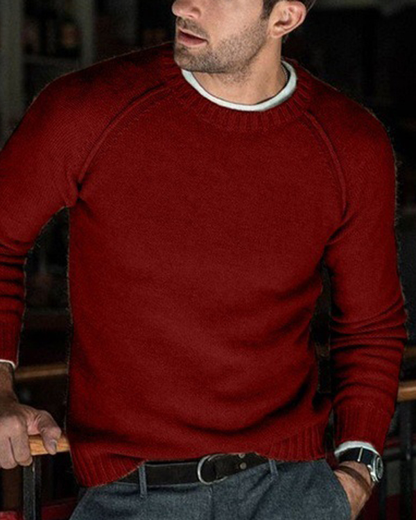 US$ 39.99 - Men's Solid Color Casual Knit Sweater - www.tangdress.com