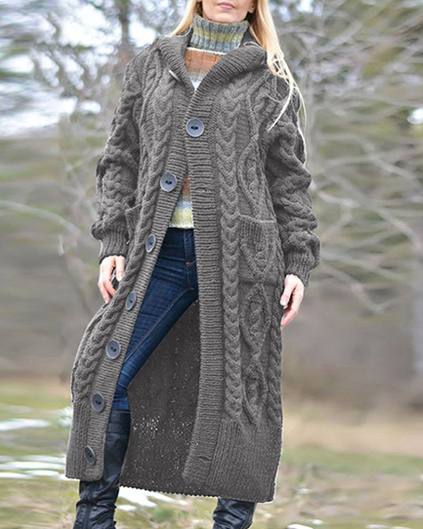 US$ 219.97 - Women Hooded Long Cardigan Coat Winter Fashion Knitwear ...