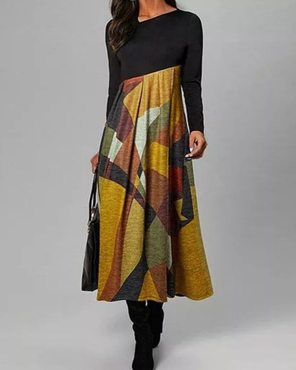 US$ 33.89 - Casual Color Block Tunic Oblique Neckline A-line Dress ...