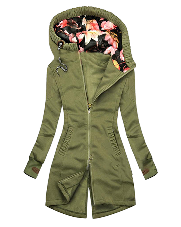 US$ 45.99 - Casual Plain Colored Elongated Hooded Jacket - www.narachic.com