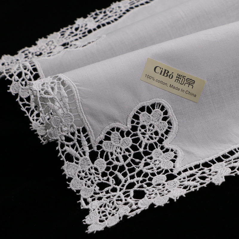 1piece wedding gift White cotton noserag mocket hankie lace handkerchief A009