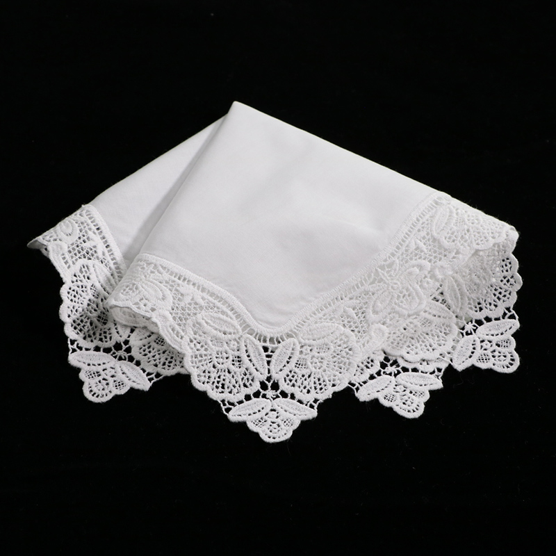 1piece wedding gift White cotton noserag mocket hankie lace handkerchief A009