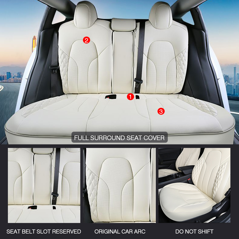 Car Seat Covers For Tesla Model 3 2017 2018 2019 White PU Leather | eBay