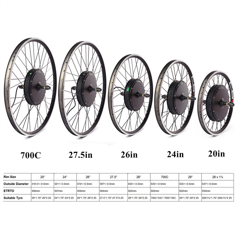 E-bike Rear Wheel Conversion Kit for 20"/24"/26"/27.5/28"/29"/700C