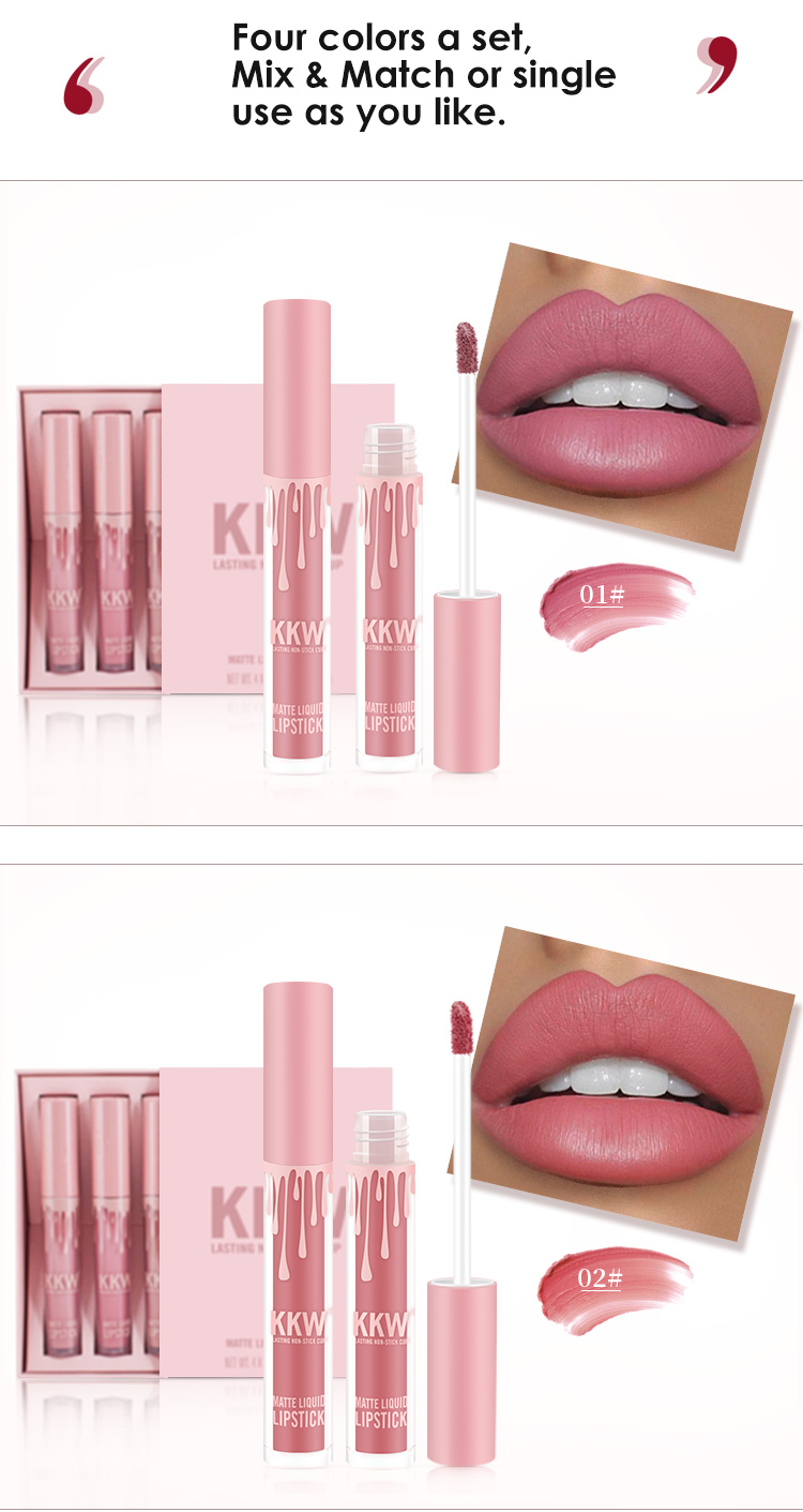 Beauty Glazed Set Lipstick Nude Matte Liquid Lip Gloss Moisturizing Waterproof Lipstick Lip 