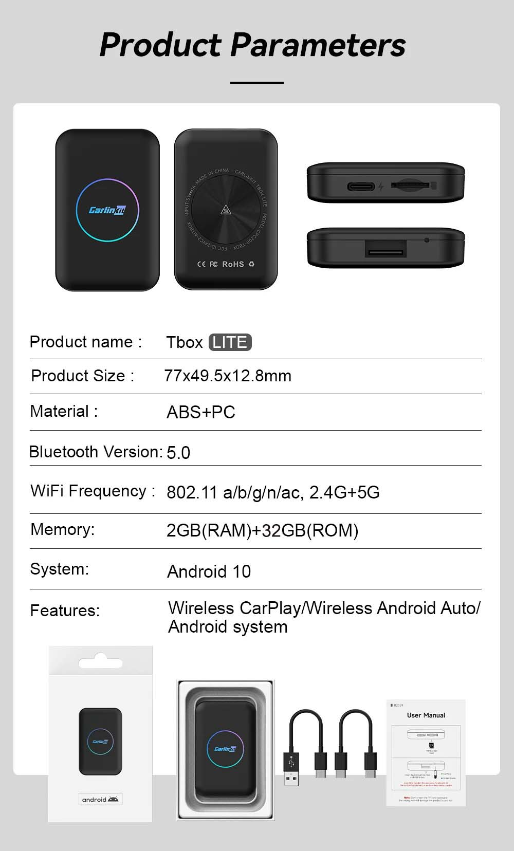 CarlinKit Car Wireless CarPlay Android Adapter Smart TV Ai Box