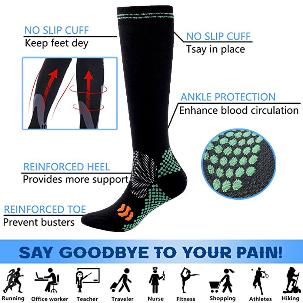 CAMBIVO 3 Pairs Compression Socks for Women and Men(20-30 mmHg), fit for  Running, Flight, Travel, Pregnancy, Nurses, Circulation and Recovery -  (Ink