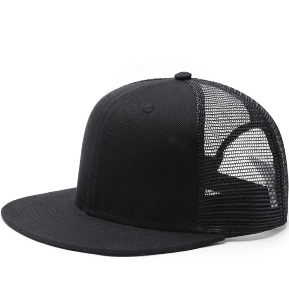 Unisex Plain Flat Bill Adjustbale Baseball Cap Blank Snapback Mesh