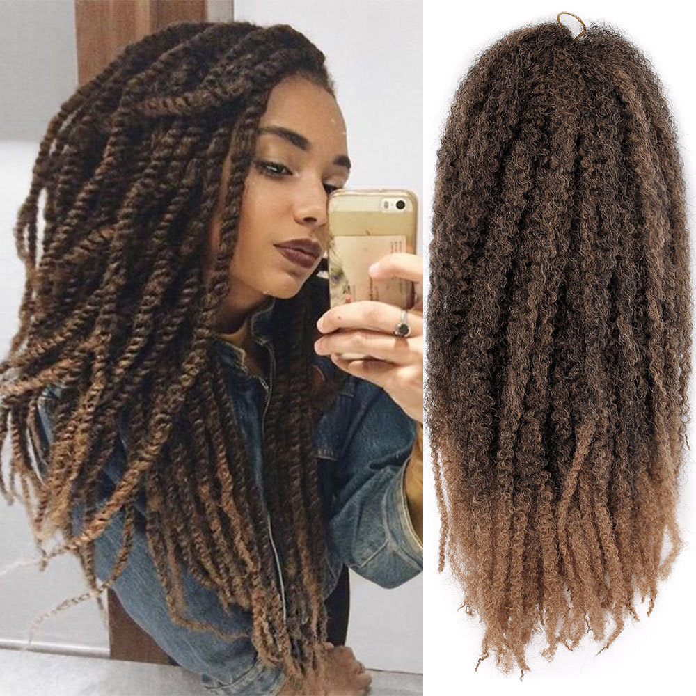 ¡Caliente! 18 Extensiones Afro Kinky Marley Trenzas De Pelo Sintético Afro Rizado Torsión Del