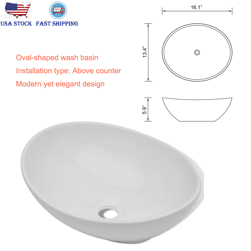 Ovalshaped Luxury Ceramic Basin Above Counter Washbasin Bathroom Sink