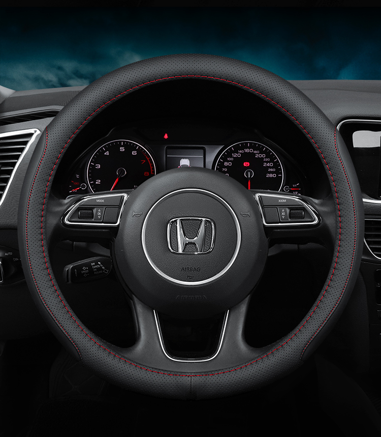 All Honda Model Leather Steering Wheel Cover 38cm For City Civic Jazz