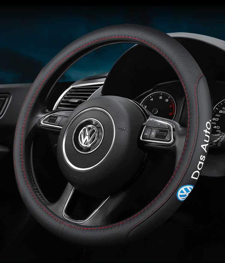 All Model VW Volkswagen Cow Leather Car Steering Wheel Cover Fit Polo