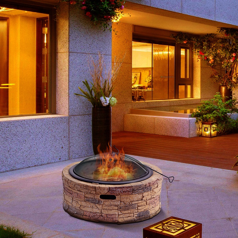 cast stone wood burning fire pit