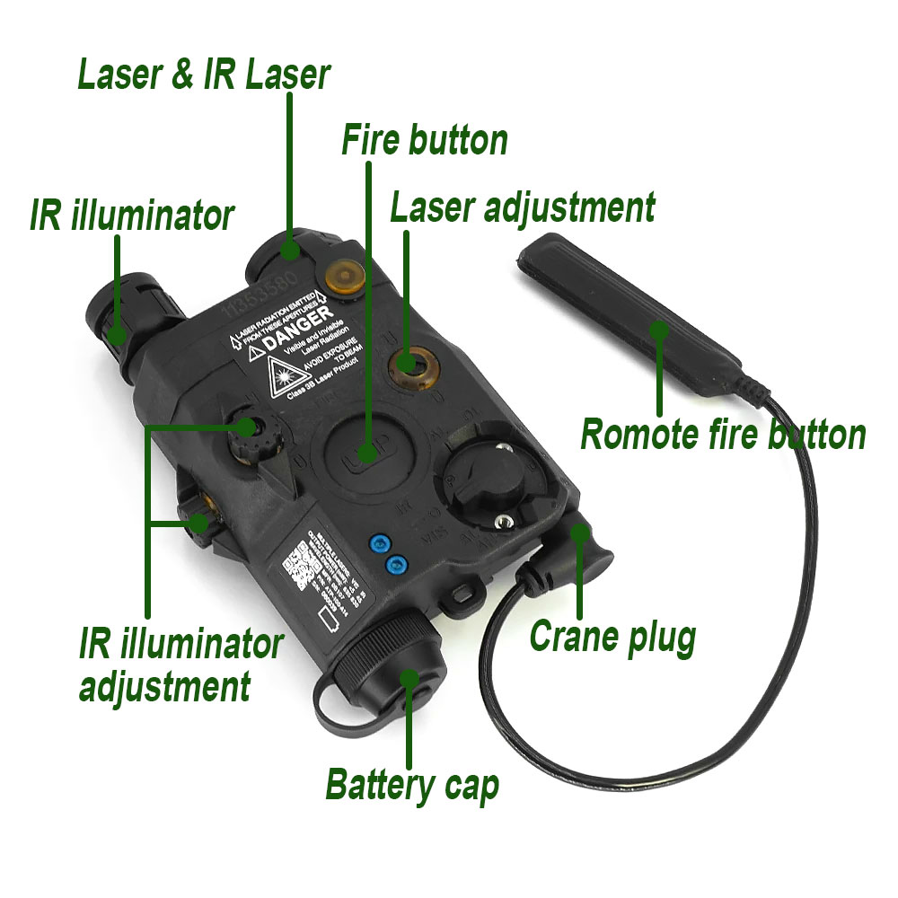 SOTAC PEQ-15/LA5-C Adjustable Beam & IR Light IR Laser Green