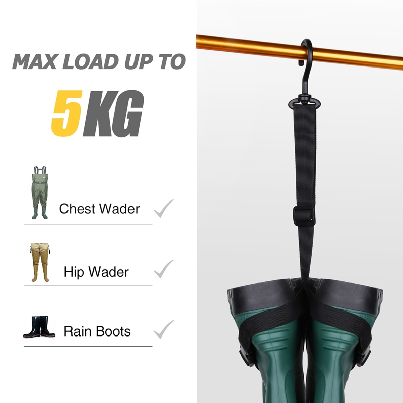 Fishing Wader Boot Hanger Adjustable Strap Belt Drying Wader Rack