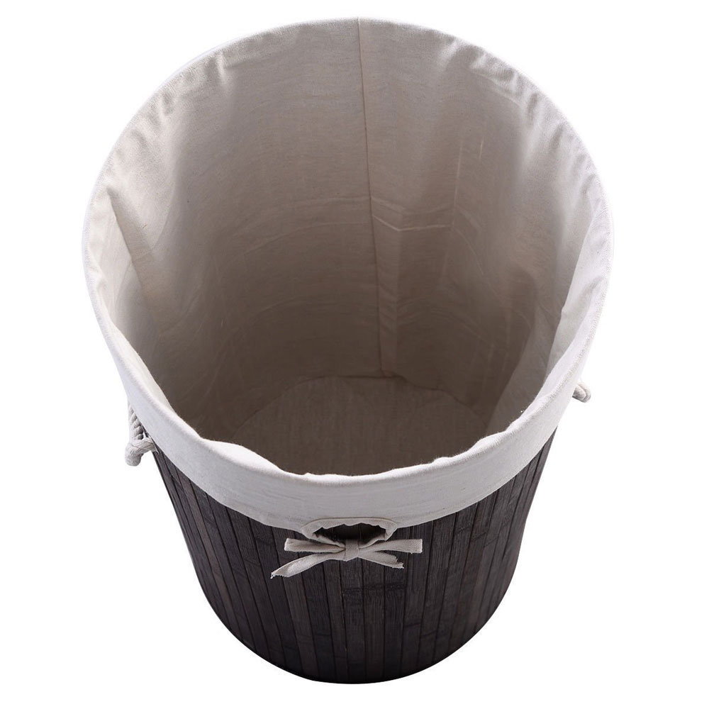 Barrel Type Bamboo Folding Basket Body with lid large Laundry Hampers