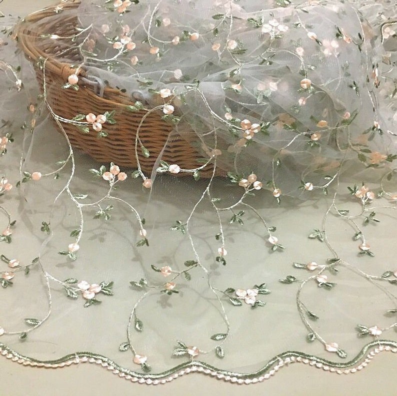 Delicate Embroidered Flower Mesh Fabric Flower Girl Dress Lace Fabric