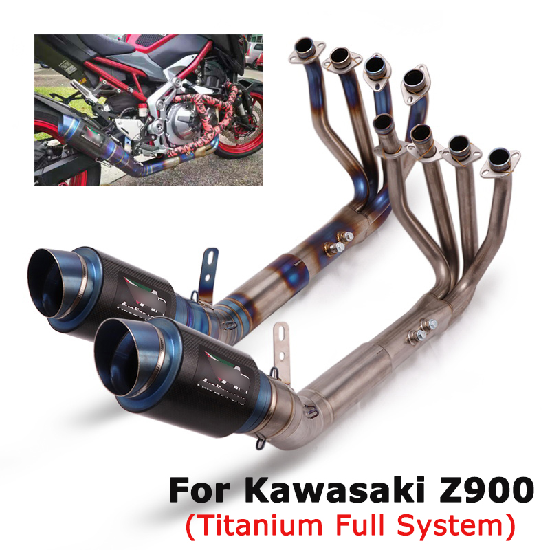 For Kawasaki Z900 Titanium Full System Exhaust Muffler Pipe Front