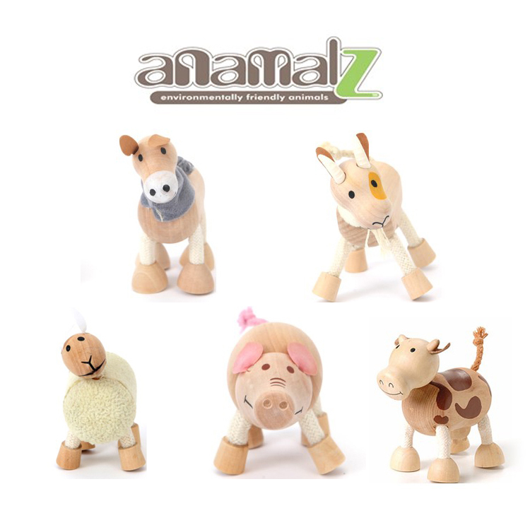 All Natural Anamalz Wood Figure Toy Farm Animals 24 types Kids Toys
