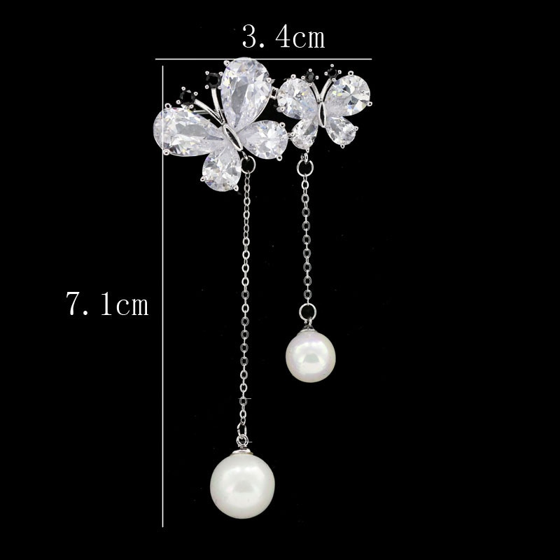 New Zircon Butterfly Pearl Brooch Pins for Women Fashion Luxury Jewelry Banquet Dress Corsage Pin Silk Scarf Buckle Clothing Accessories Brooches