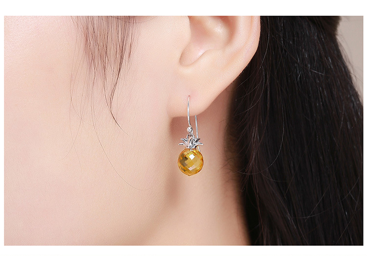 New Creative S925 Sterling Silver Crystal Pineapple Earrings for  Women Fashion Personality Drop Earrings Sweet Jewelry Holiday Gifts