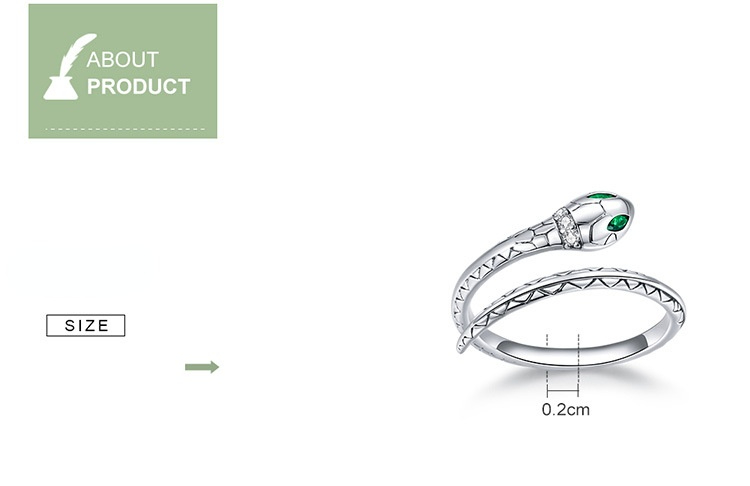 New Creative Snake Opening Adjustable Size Rings Women Fashion Retro Texture S925 Rings Jewelry Wholesale