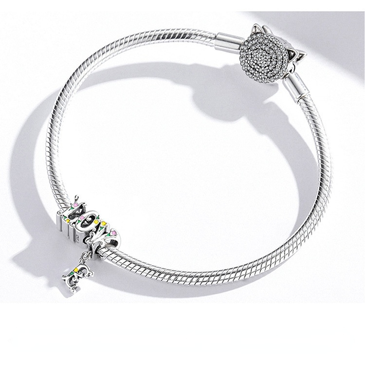 New Creative Stereo Letter S925 Sterling Silver Necklace Pendant Women Fashion Letter LOVE Bracelet Beaded Jewelry DIY Accessories
