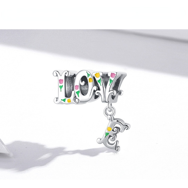 New Creative Stereo Letter S925 Sterling Silver Necklace Pendant Women Fashion Letter LOVE Bracelet Beaded Jewelry DIY Accessories